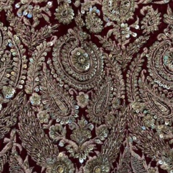 Indian Bridal Lehenga Deep Red velvet/silk - Picture 9 of 12